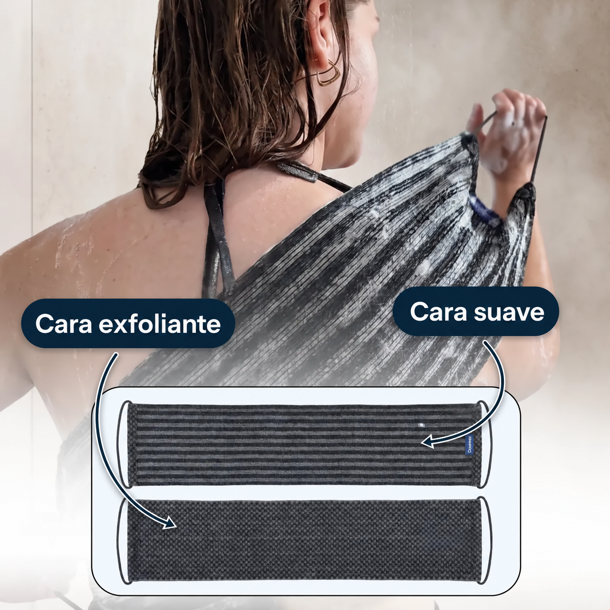 Toalla Doverez con una cara exfoliante y una cara suave